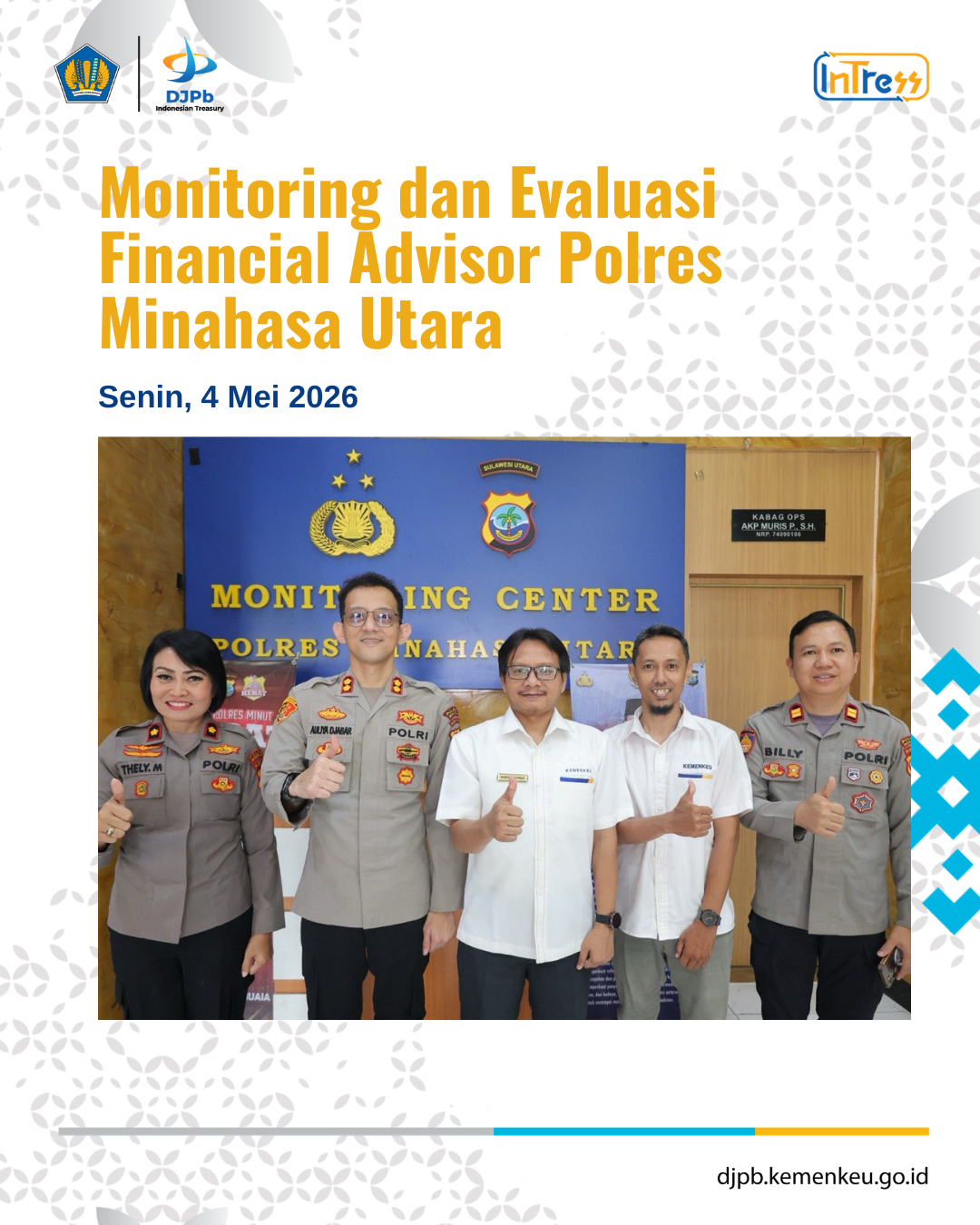 Monitoring dan Evaluasi Financial Advisor Polres Minahasa Utara