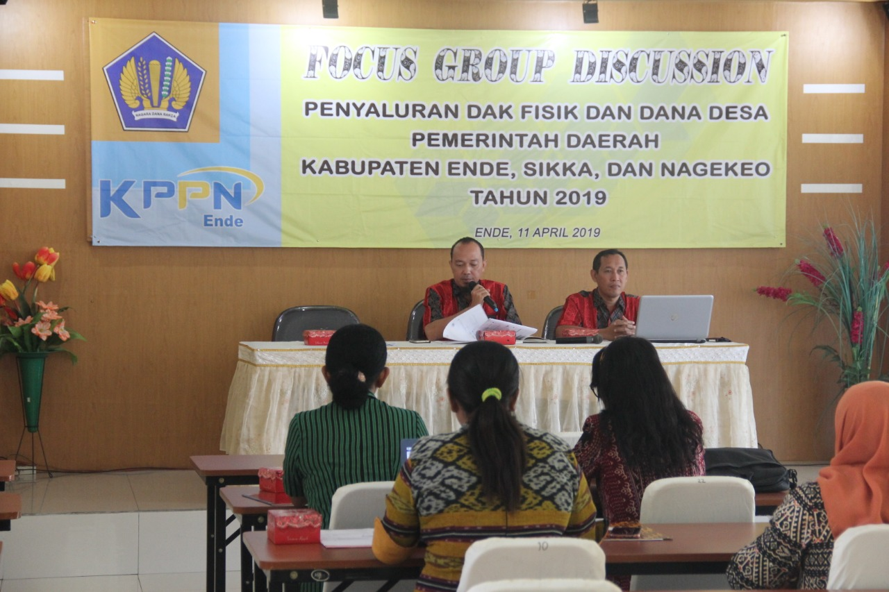 Sambutan Kepala KPPN Ende dalam acara FGD Persiapan Penyaluran DAK Fisik dan Desa Tahun 2019