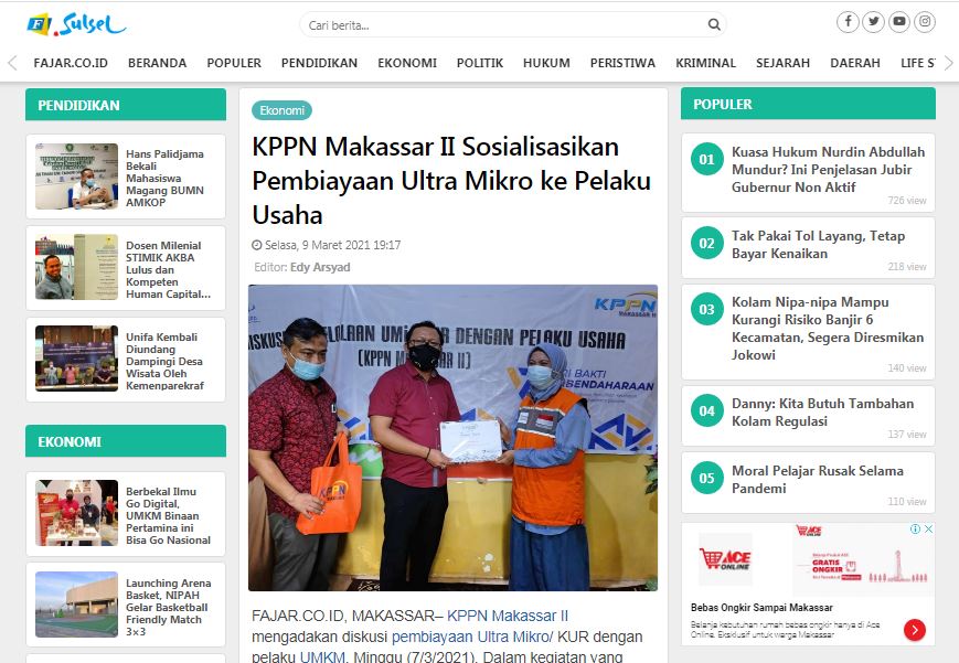 KPPN Makassar II Sosialisasikan Pembiayaan Ultra Mikro ke Pelaku Usaha
