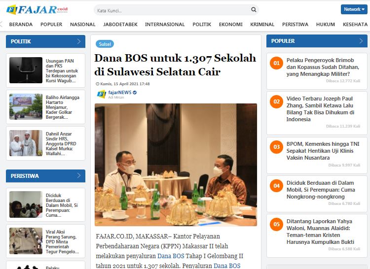 Dana BOS untuk 1.307 Sekolah di Sulawesi Selatan Cair